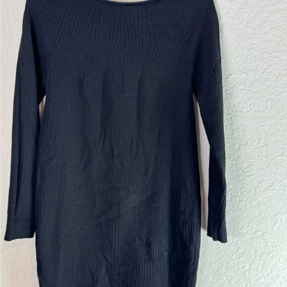 Vince Scoop Neck Ribbed Wool Blend Black Sweater Dress Size XS - Picture 6 of 12